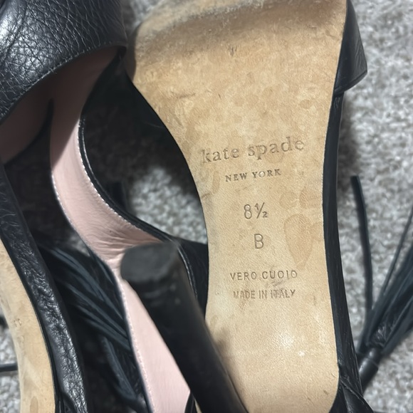 Kate Spade Black Leather Heels with Tassel Detail - Picture 4 of 4